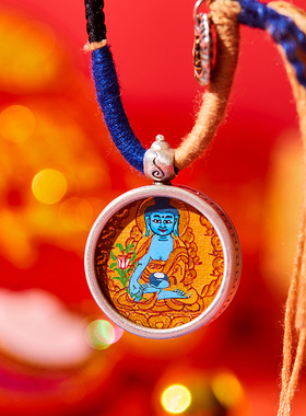 唐卡护身吊坠项链手工男女面小仙