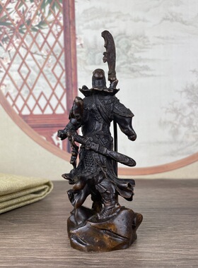 仿古人物大刀关公摆件 新中式复古文玩家居办公室装工艺品摆设