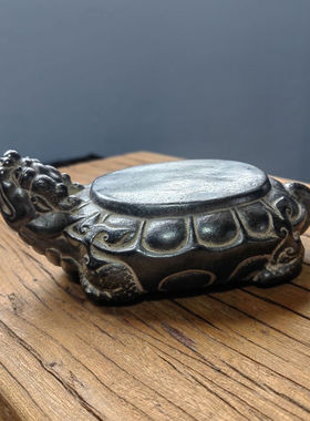 清仓雕刻福龟壶承杯托仿古做旧古典摆件龙之九子-霸下长16*9.5*5