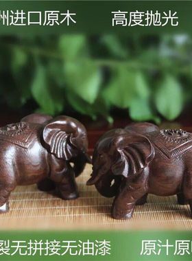 卫生间在正北正东大象摆件皮黑木雕手把件富贵大象红木风水摆件