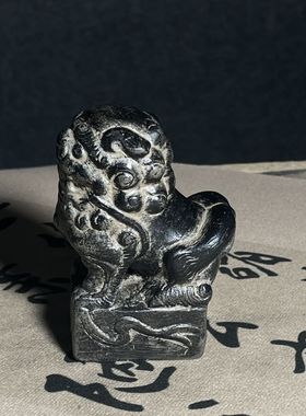 中式仿古仿石雕镇宅案头小狮子镇宅桌面摆件复古做旧家居工艺装饰