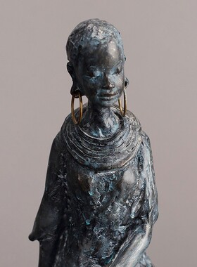 美式创意非洲艺术人像摆件餐厅样板房客厅桌面装饰复古怀旧工艺摆