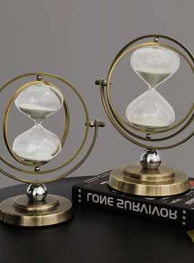 轻奢地球仪沙漏摆件客厅玄关隔断书房办公室桌面家居软装饰品时间