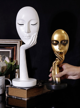 北欧抽象面具人脸摆件美式创意客厅电视酒柜书房装饰品家装摆饰