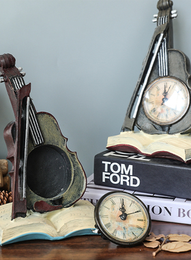 创意小提琴礼品 家居装饰品摆件 树脂工艺品书本小提琴装饰时钟