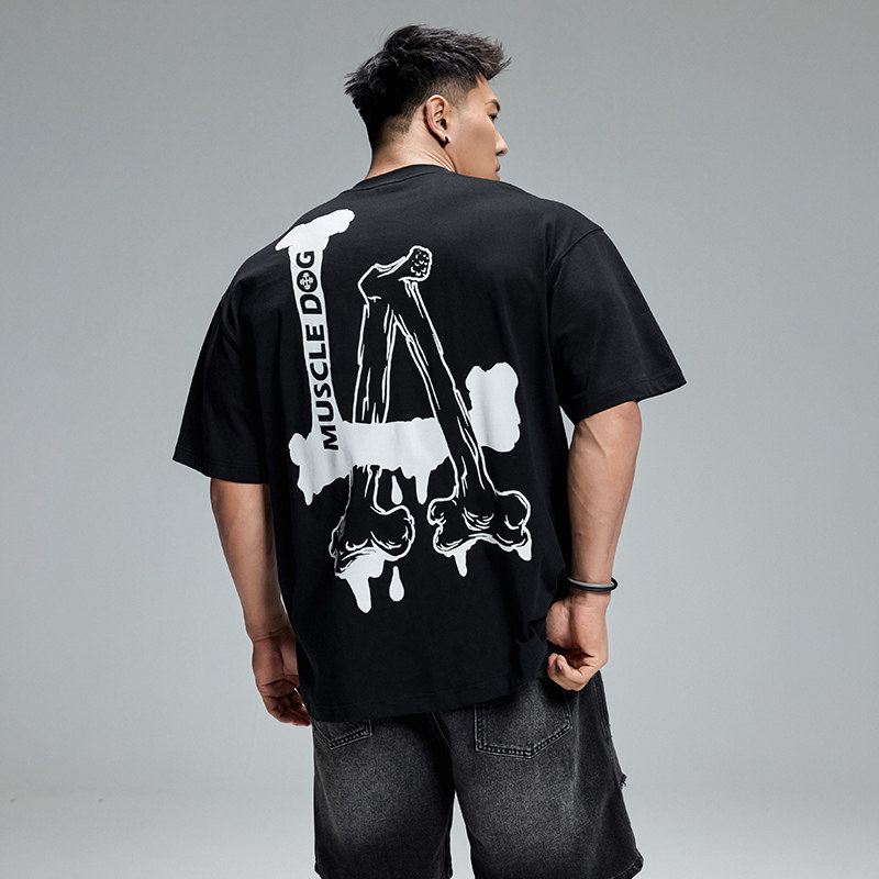 肌肉狗 运动休闲短袖T恤男时尚性感印花宽松半袖上衣训练健身衣服,淘宝优惠券,粉丝福利购,淘宝优惠卷