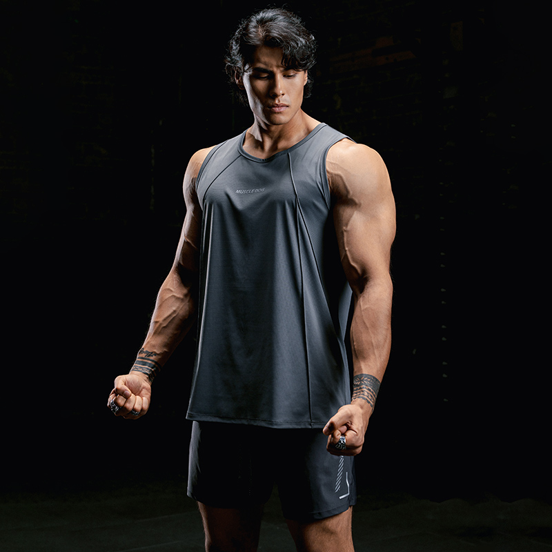 肌肉狗 凉感防晒运动背心男夏季透气弹力坎肩无袖跑步健身训练服 - 图3