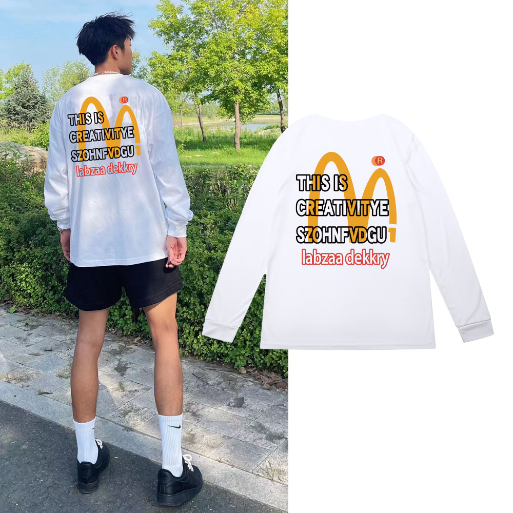 潮牌运动长袖麦当劳T恤篮球训练投篮服宽松潮流上衣速干跑步秋季