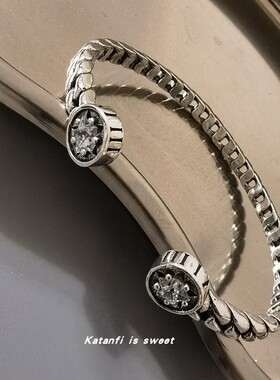 欧美女纯银手镯星星罗马数字