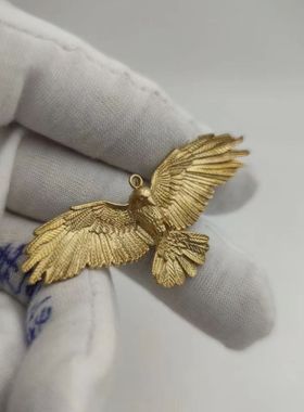 老鹰大鹏展翅原创设计乌鸦渡鸦鹰吊坠铜霸气潮毛衣链项链鸦大翅膀