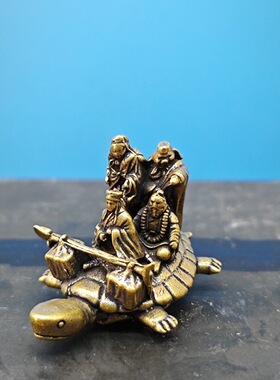 黄铜神话西游记取经师徒四人 通天河坐龟过河 鱼缸微景观造景摆件