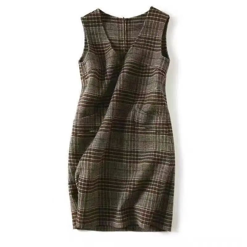 Fashionable Retro Commuting Plaid Woolen Skirt Women's 2024-图1