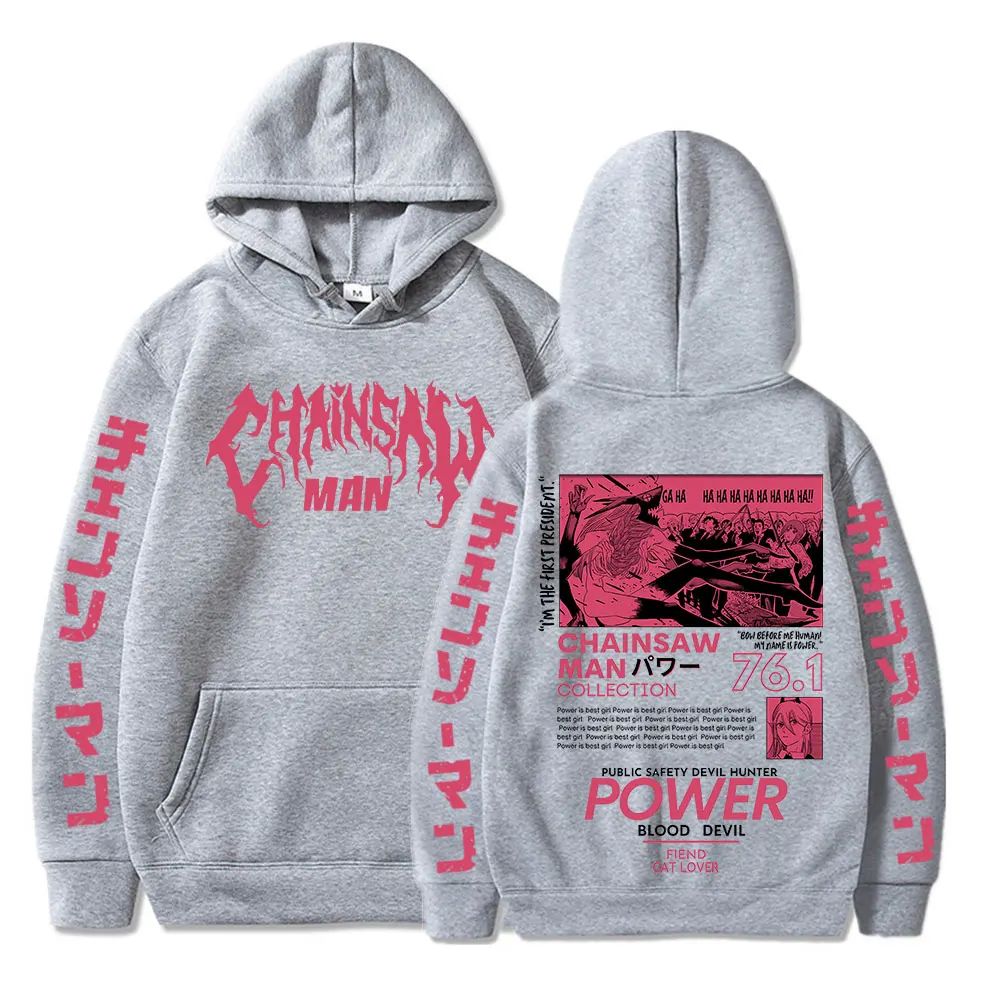 Chainsaw Man Anime Hooded Power Graphic Print Hoodie Men Wom-图1