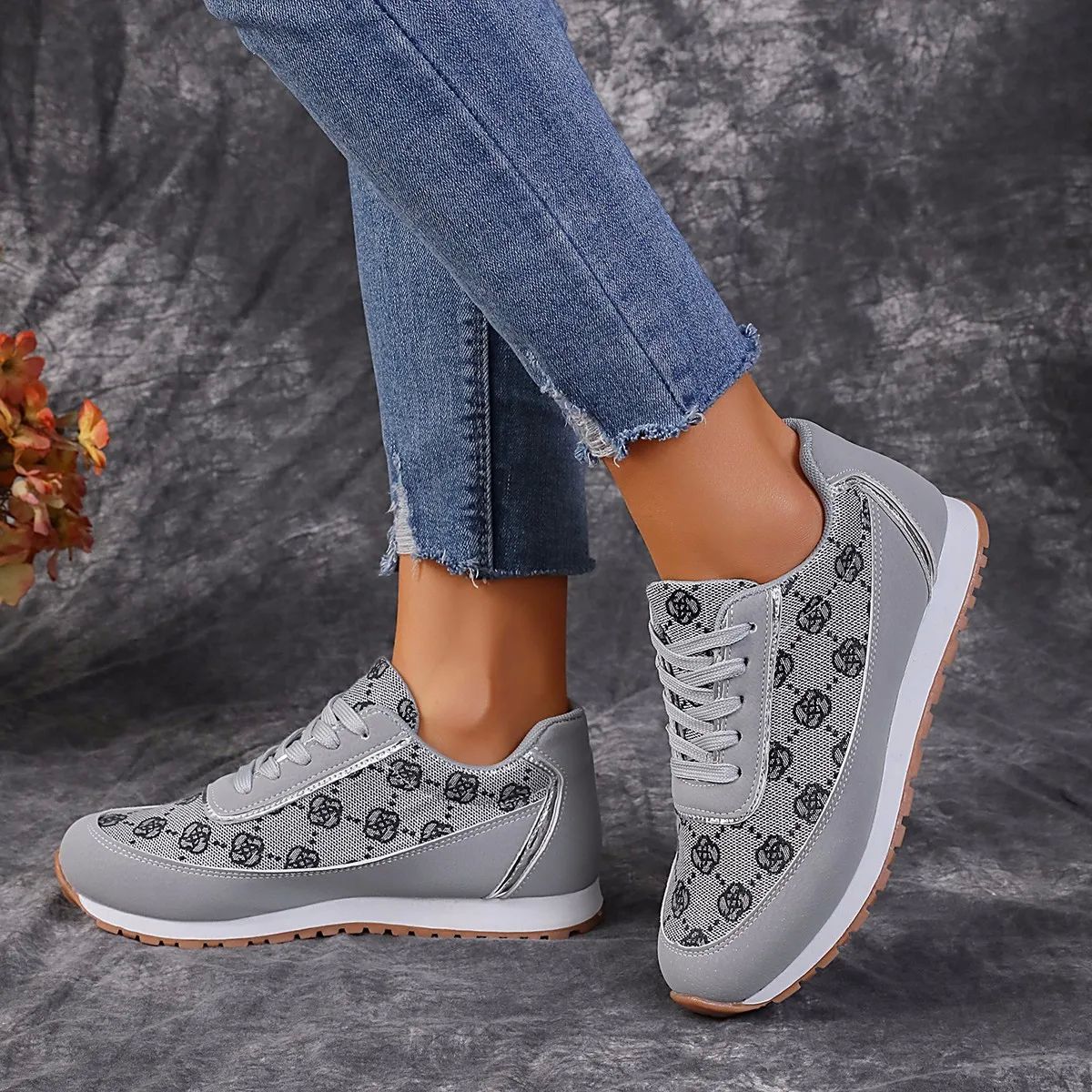 Grey Fashion 2024 Spring New Sneaker Luxury Brand Women's Sh-图3