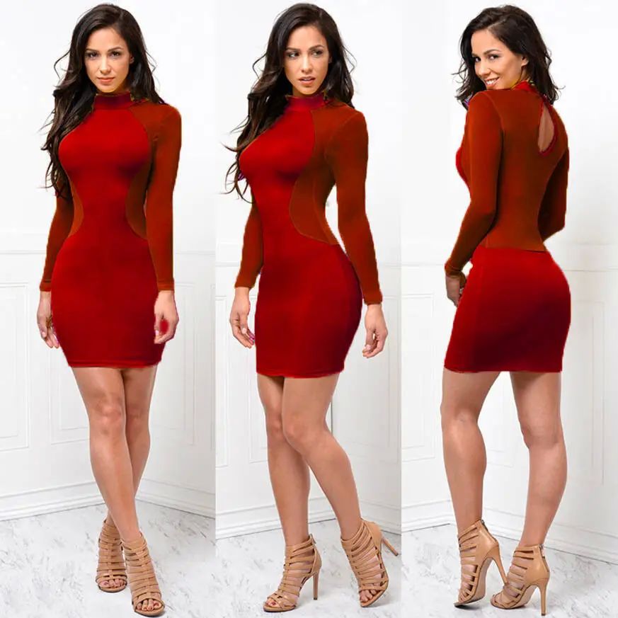 Women Sexy Bodycon Dress Evening Party Cocktail Dress Transp - 图0