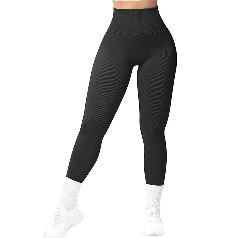 Ribbed Leggings Women Seamless High Waist Sexy Push Up Butt - 图3