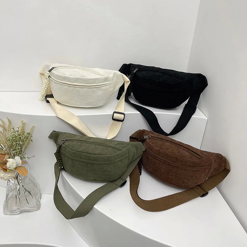 Casual Corduroy Belt Bags for Women Fashion Fanny Pack Femal - 图2