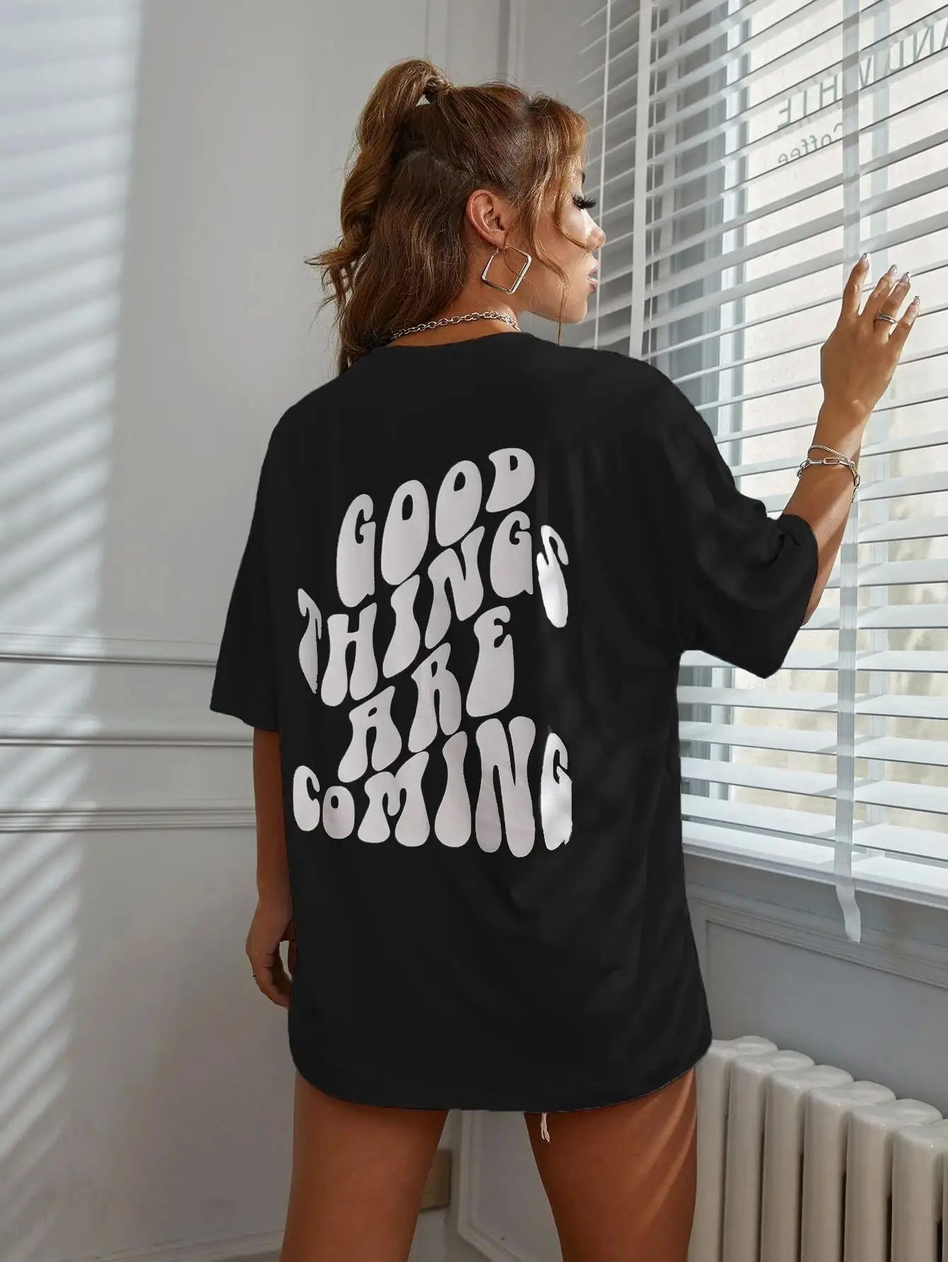 Good Thing Are Coming Printed Women T Shirts Soft Summer Top-图3