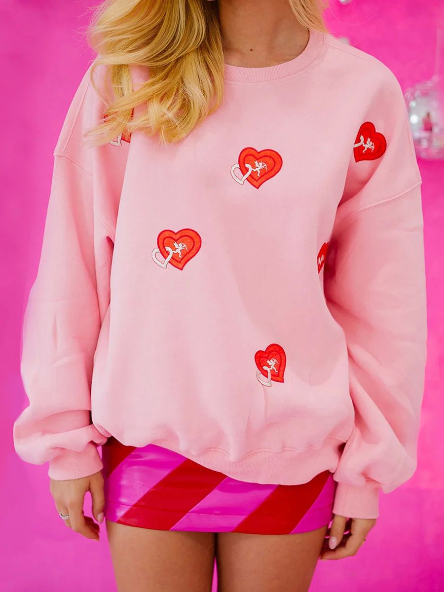 Valentine s Day Sweatshirt for Women Sequin Love Heart Graph - 图3