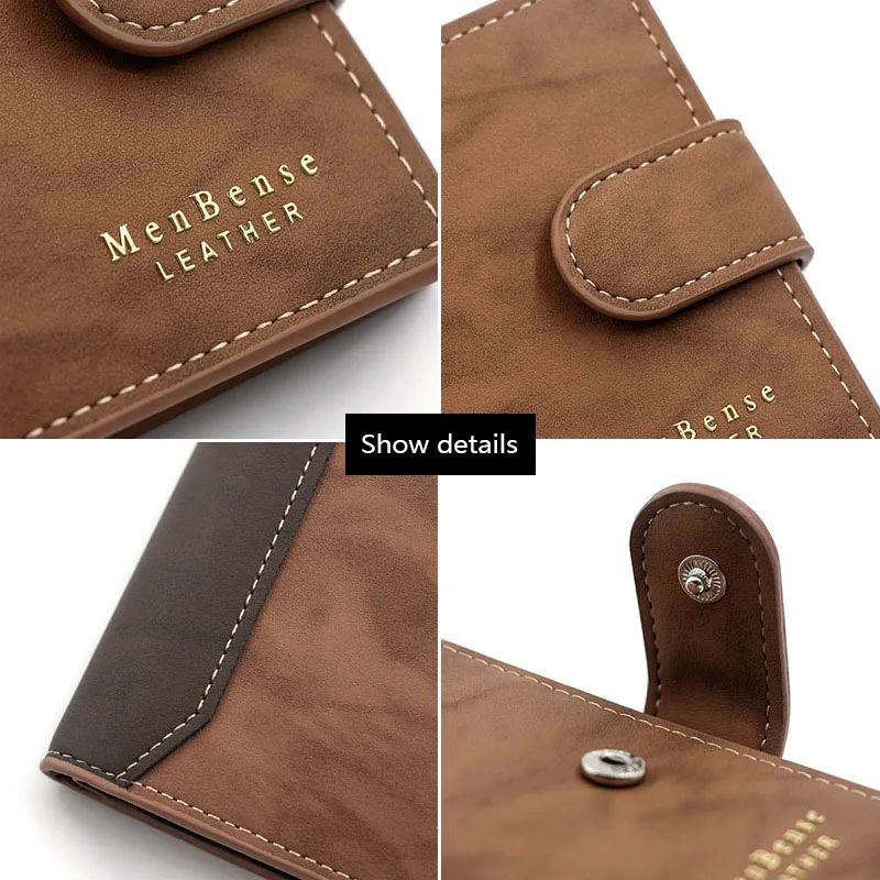 New Short Men Wallets Slim Card Holder Quality PU Leather Br - 图2