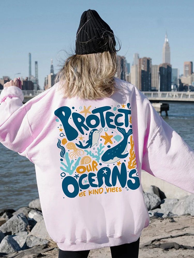 Protect Our Oceans Respect The Local Printed Hooded Women Ho - 图2