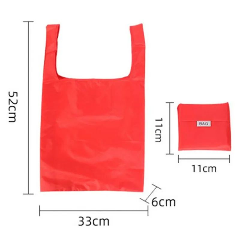 Shopping Bag Solid Color Eco-friendly Folding Reusable Porta - 图3