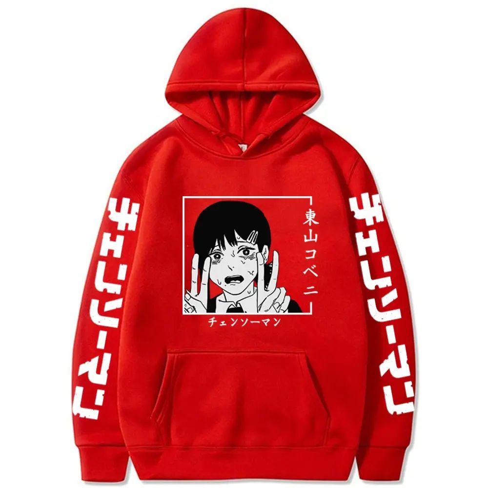 Hot Anime Chainsaw Man Hooded Kobeni Graphic Print Men Women-图3