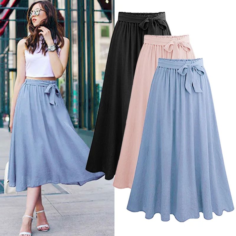 Casual Streetwear Plus Size Long Skirts Women Summer Chiffon - 图0