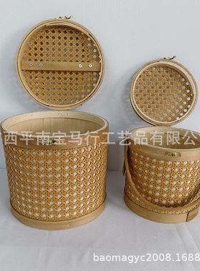 2026高端中国风中秋礼品篮茶叶桶礼盒鸡蛋竹篮礼品篮提手伴手礼品