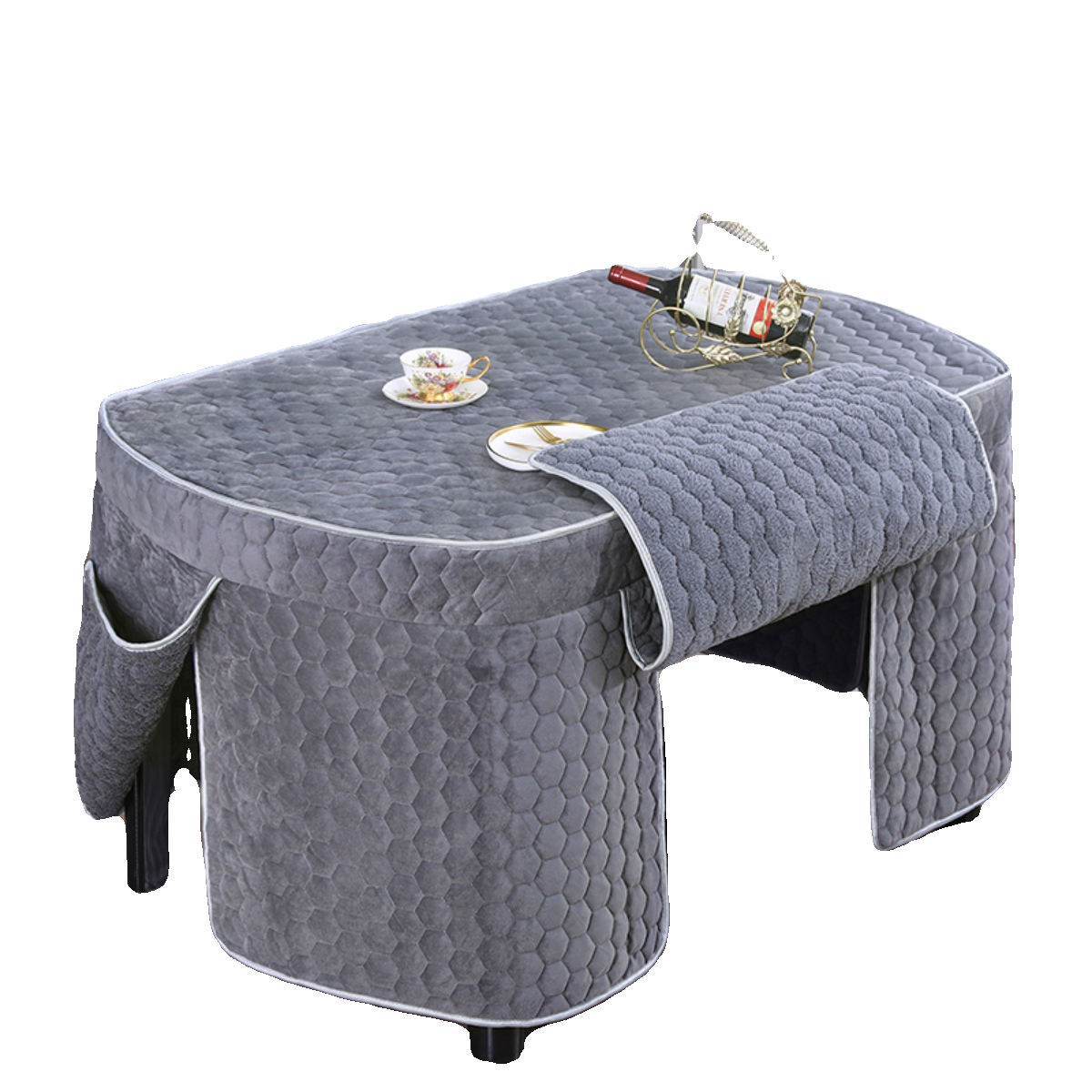 定制椭圆形餐桌布加厚烤火罩现代简约茶几桌布家用长方形桌罩子 - 图3