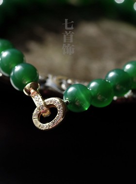 12mm绿玛瑙项链天然绿色森系串珠