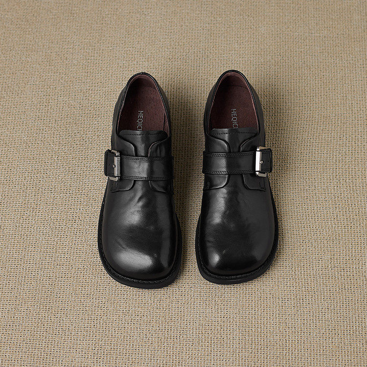 经典款黑色英伦风小皮鞋圆头粗跟深口单鞋宽头中跟乐福鞋大码女鞋,淘宝优惠券,粉丝福利购,淘宝优惠卷