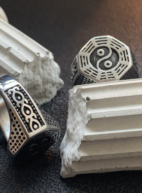 八阵图-阴阳八卦钛钢戒指不掉色