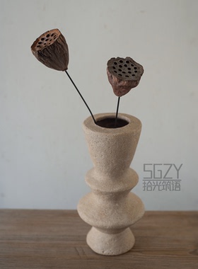侘寂风手工几何体造型可存水花器