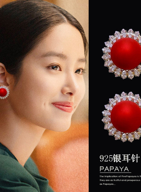 妾之意气质白色珍珠银针耳环女