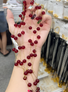 安可拉红小众设计手工珠珠项链锁
