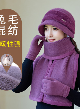 冬季加绒保暖护耳中老年女针织帽
