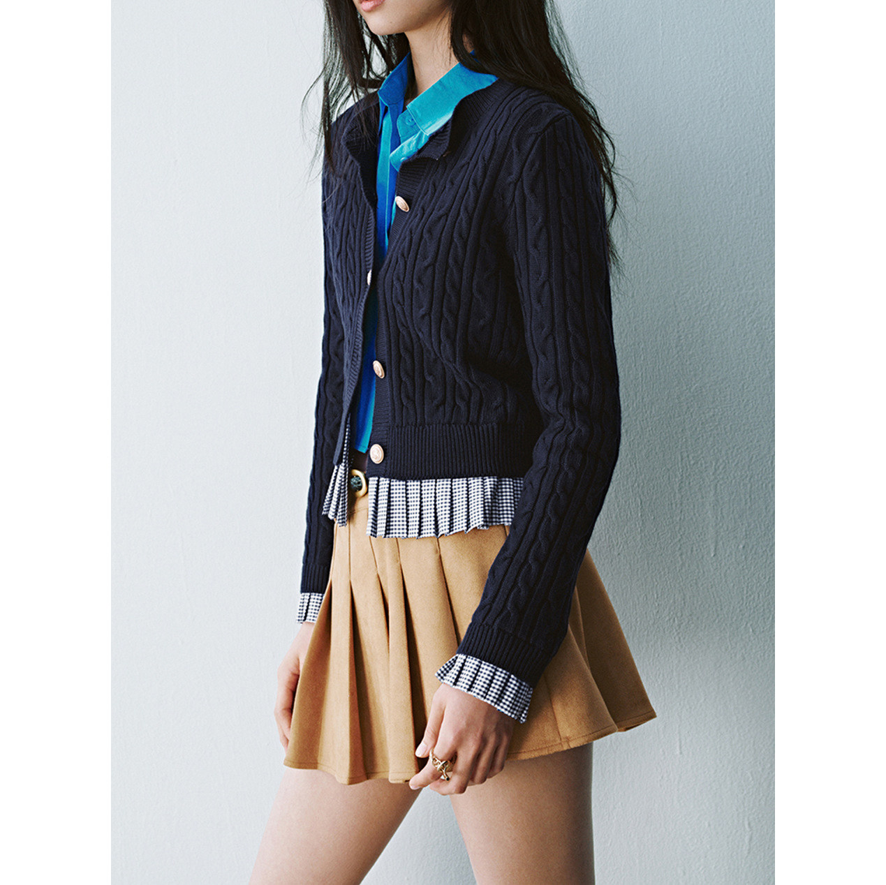 UR&DC2025春季新款设计感都市海军学院风拼接针织开衫女毛衣外套,淘宝优惠券,粉丝福利购,淘宝优惠卷