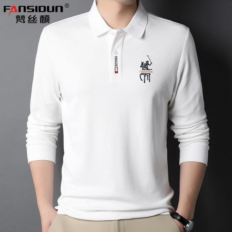 纯棉长袖男士polo衫休闲潮有领子 梵丝顿T恤