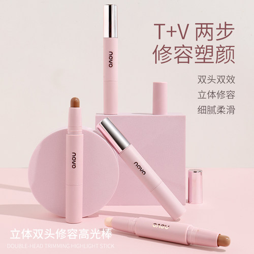 novo高光修容棒一体盘两用立体哑光双头笔阴影鼻影脸部提亮卧蚕女 - 图2