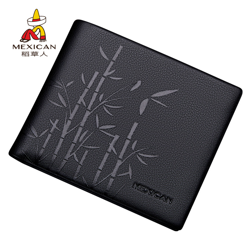 稻草人钱包男士短款2025新款牛皮年轻人高档钱夹简约休闲真皮青年 - 图0