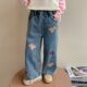 Jeans ຂາກວ້າງຂອງເດັກຍິງພາກຮຽນ spring ແລະດູໃບໄມ້ລົ່ນ 2026 ຮູບແບບໃຫມ່