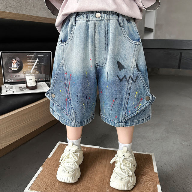 ໂສ້ງຂາສັ້ນ denim ເກົາຫຼີ ຂອງເດັກຊາຍ summer 2026 ແບບໃຫມ່