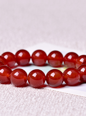 天然红玛瑙手串女串珠真品纯本命年佛珠红色水晶玉髓珠子手链男士
