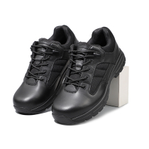 Spring and autumn season heat sale Junke D14001 low help anti-stab leather tactical shoes mens black abrasion resistant combat shoes