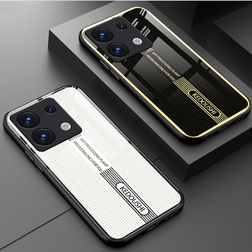 适用红米note13手机钢化玻璃壳高级感note13pro硅胶全包防摔超薄保护套红米note13pro+网红男女外壳金属条纹 - 图1