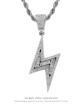 欧美潮牌锆石吊坠嘻哈金链子