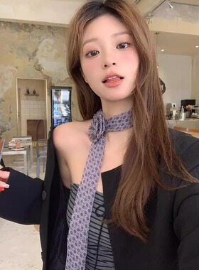 多功能丝巾女玫瑰花朵夹子时尚装饰围脖发带韩版百搭长款领巾飘带