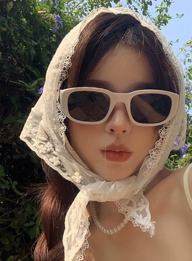 白色蕾丝发箍头巾女式夏季薄款法式三角巾2026新款田园风海边发饰