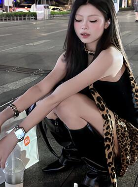 时尚豹纹细长条窄丝巾女百搭装饰小领巾长款腰带发带绑包丝带飘带